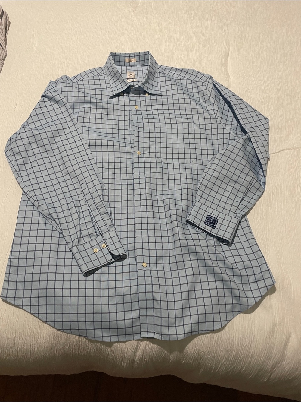 Peter Millar Light Blue Windowpane Dress Shirt